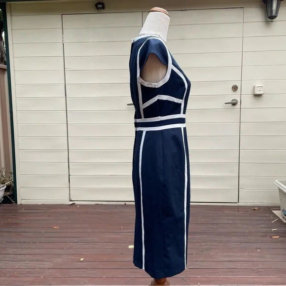 Dorothey Perkins navy blue white strips office dress - Picture 4 of 6